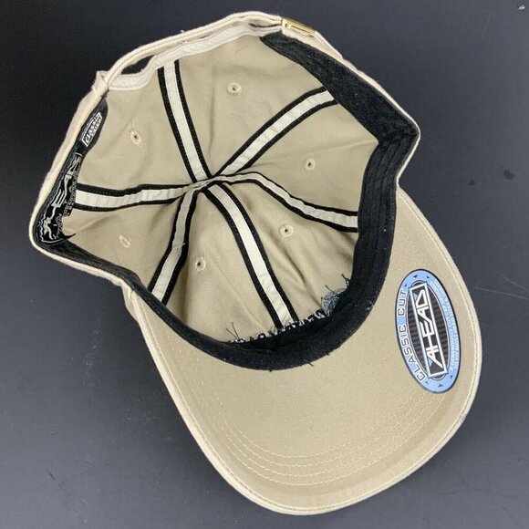 Ahead Vintage Classic Cut Adjustable Beige Cap With Central Basin Oil Embroidery - Picture 9 of 9